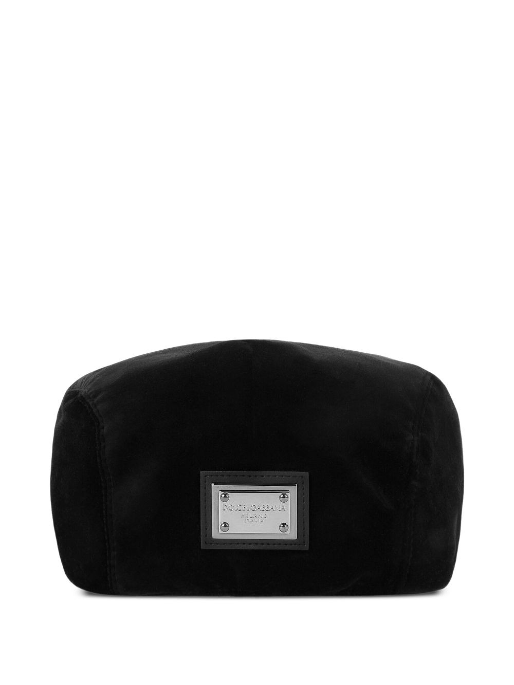 logo-plaque velvet hat - 2