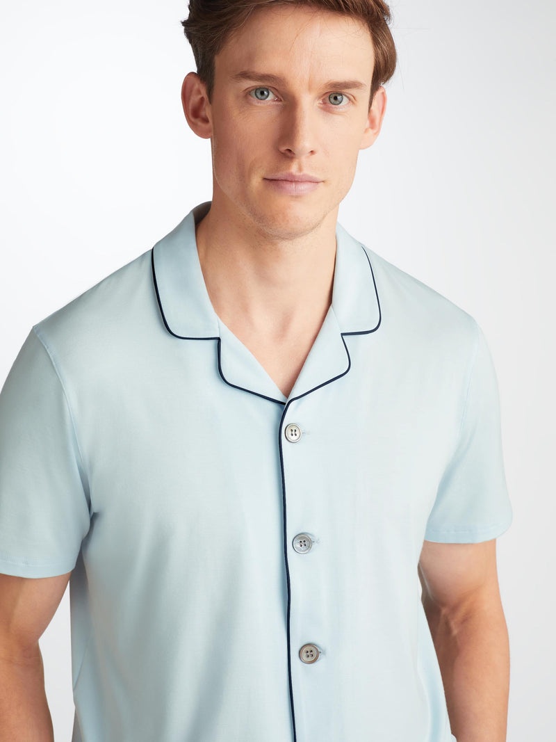 Men's Short Pajamas Basel Micro Modal Stretch Ice Blue - 5
