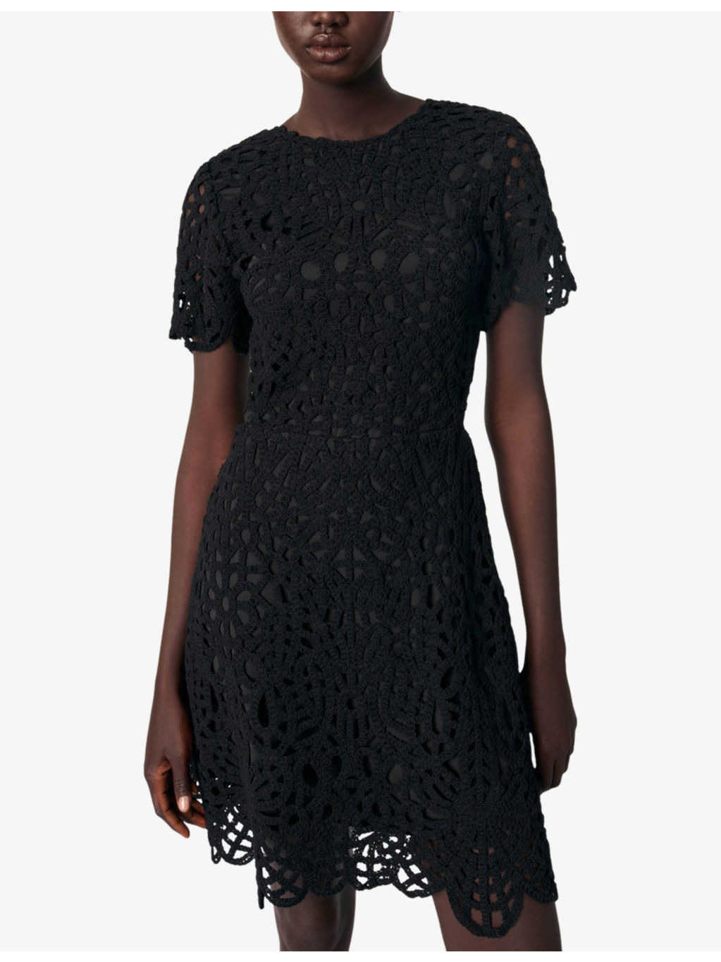Short-Sleeved Cut-Out Lace Mini Dress - 3