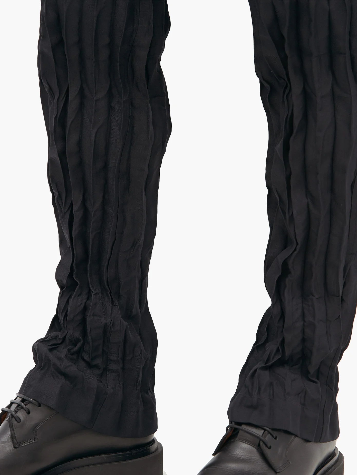 Technical-pleated crinkled-jersey trousers - 3