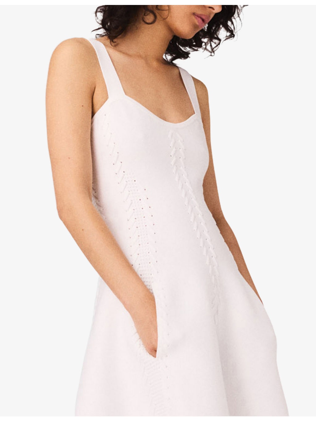 Square-Neck Flared-Skirt Knitted Midi Dress - 5