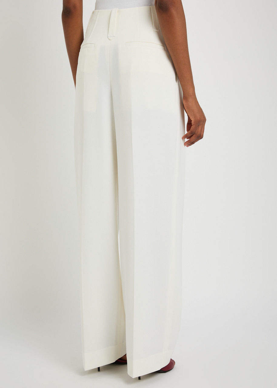Victoria Beckham Pleated High-rise Wool-blend Trousers - 3