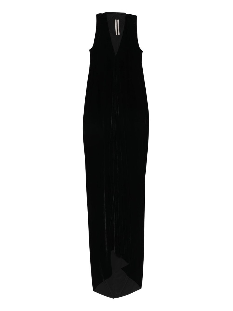 V-neck velvet maxi dress 1