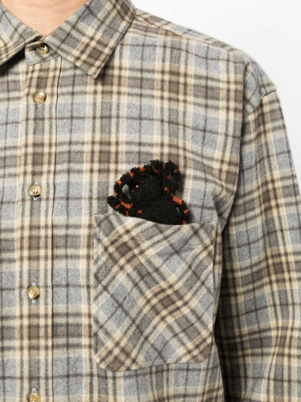 checkered 3D-detail shirt - 5