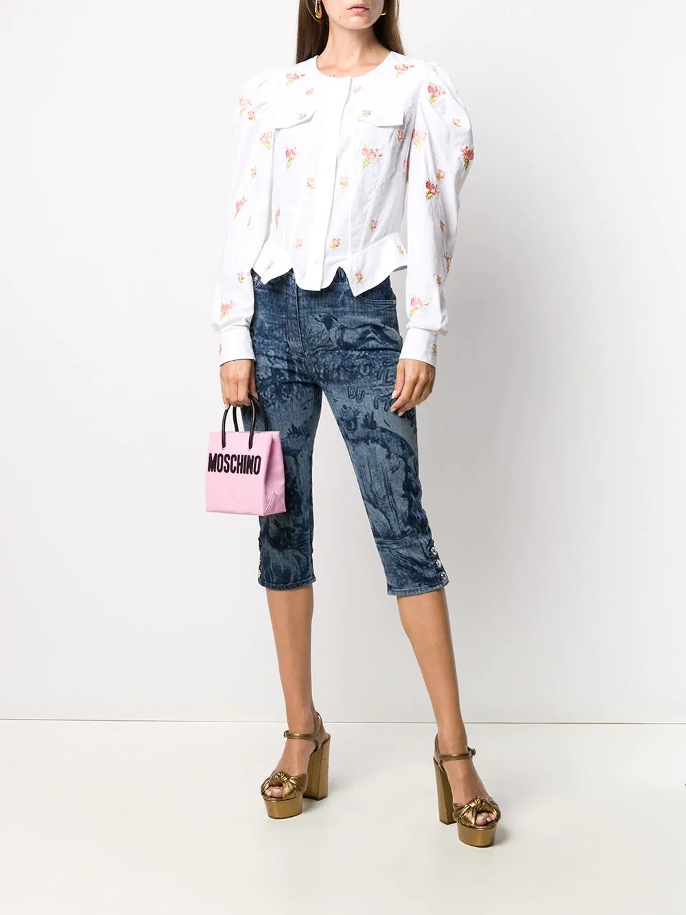 printed below-the-knee jeans - 2