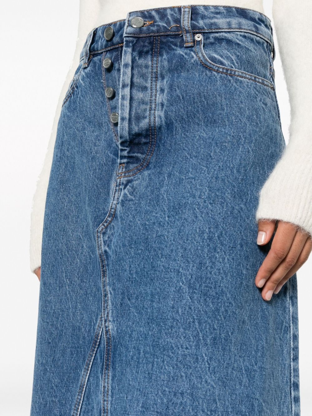 high-waisted denim maxi skirt - 5