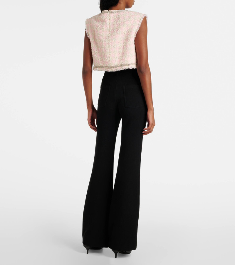 Logo embellished bouclé crop top 3