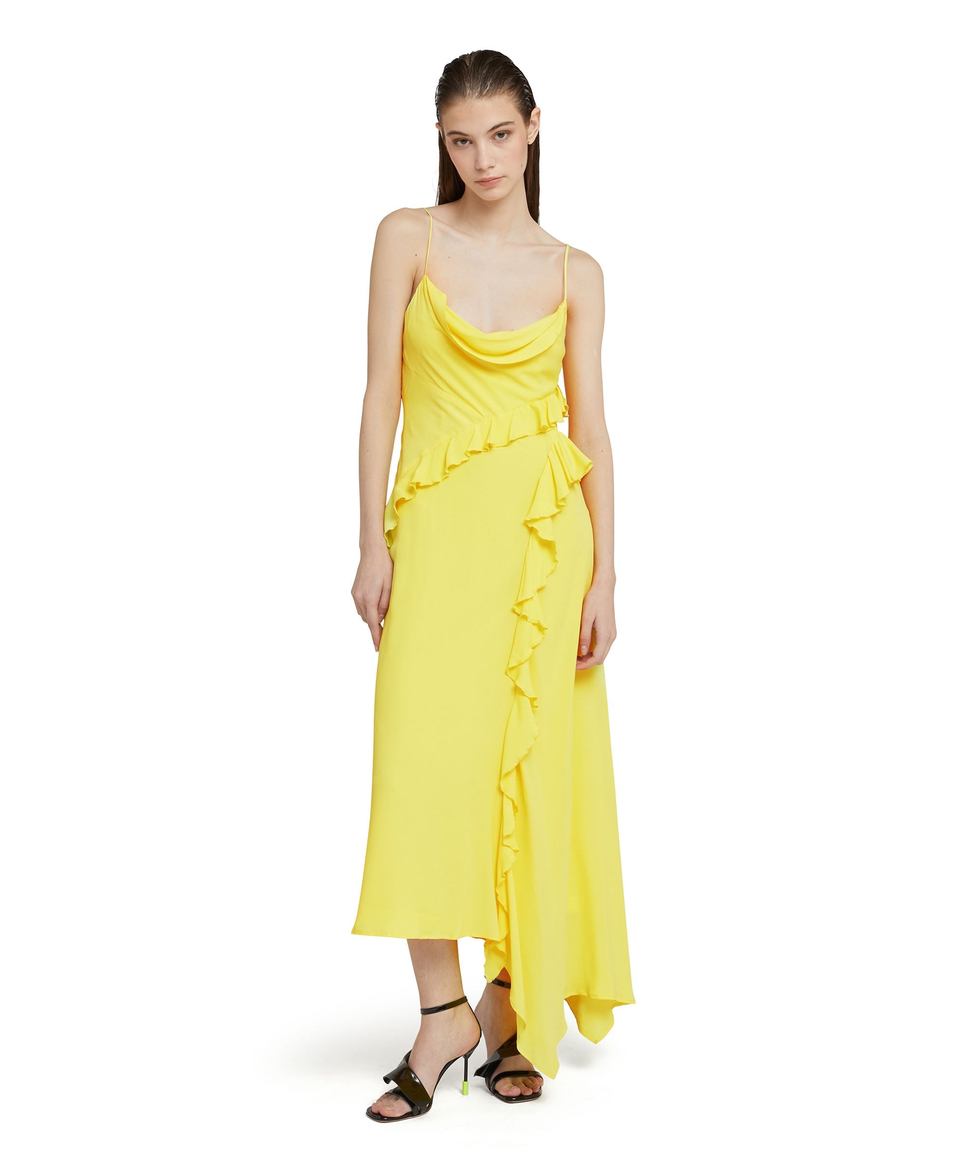 Blended silk crepe de chine ruffled slip dress - 5