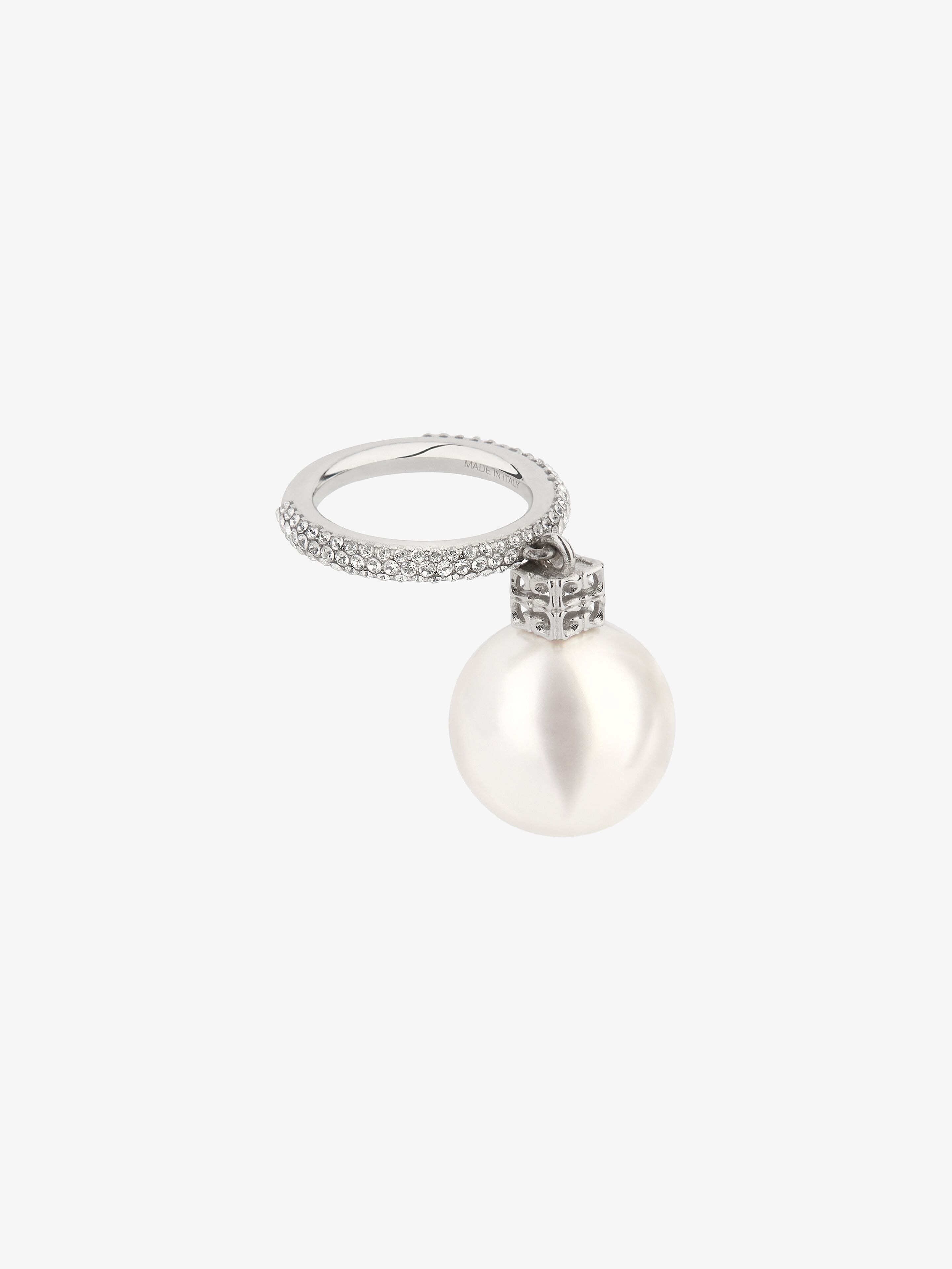 PEARL RING IN METAL WITH CRYSTALS - 4