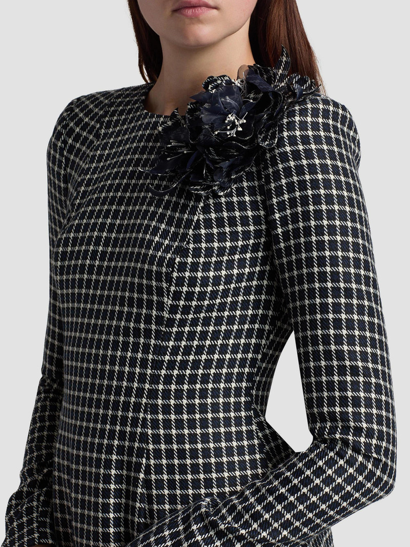 Women's Plaid Fitted Minidress - Navy Ivory 6