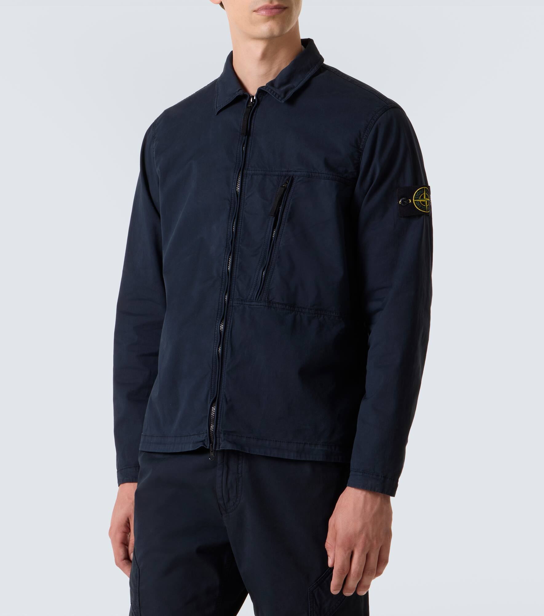 Cotton-blend twill zip-up overshirt - 3