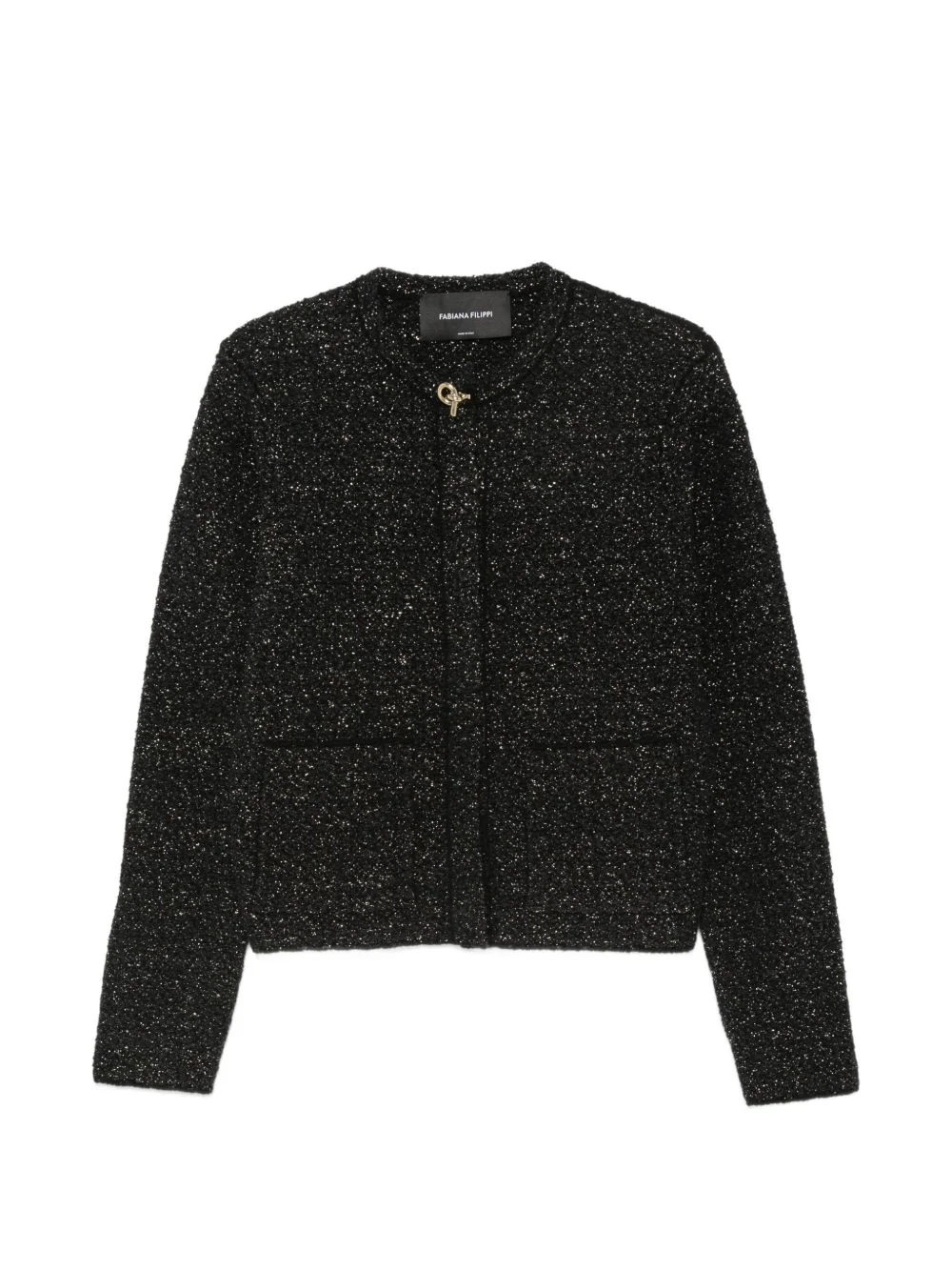 bouclé-knit metallic-thread jacket - 1
