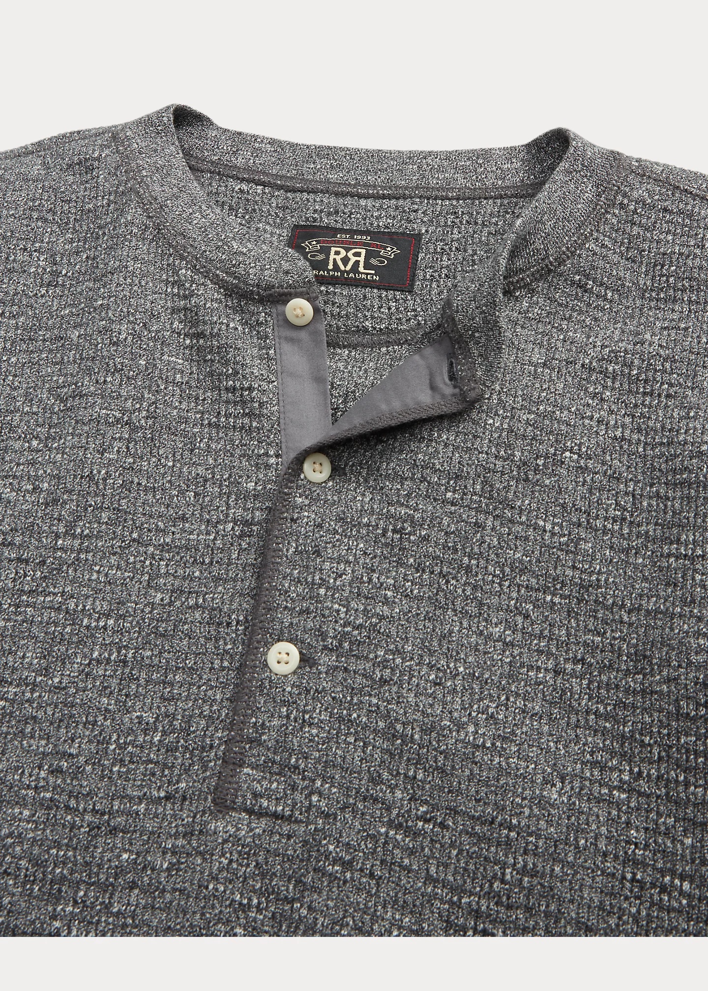 Garment-Dyed Waffle-Knit Henley Shirt - 3