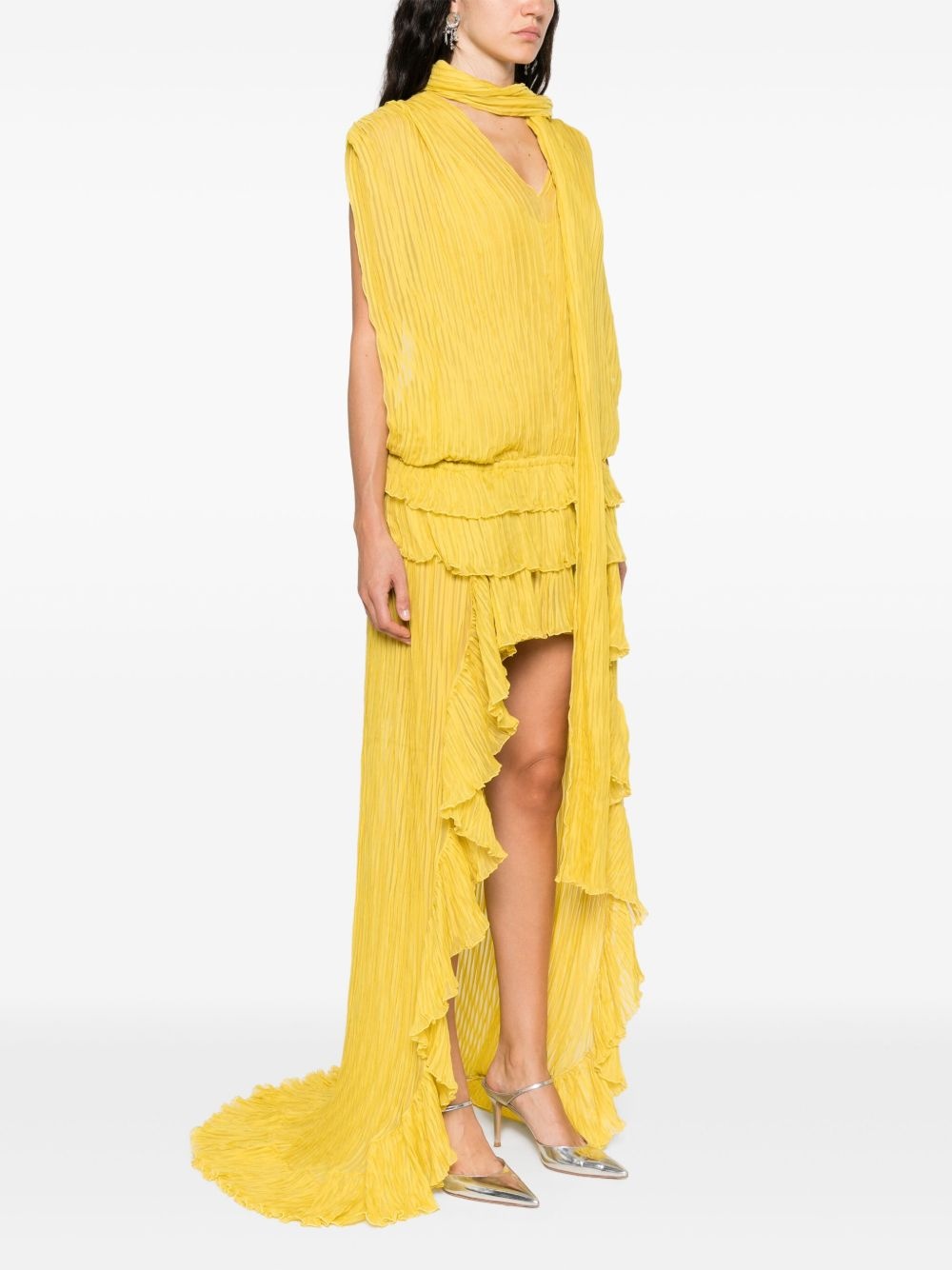 pleated asymmetric midi dress - 3