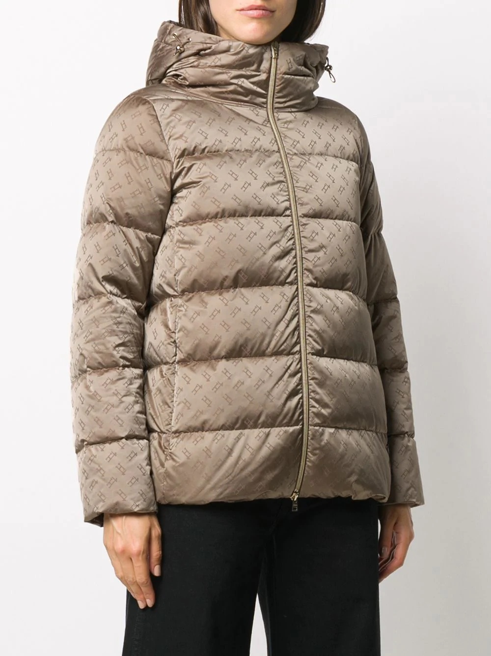 logo print zipped puffer jacket - 3