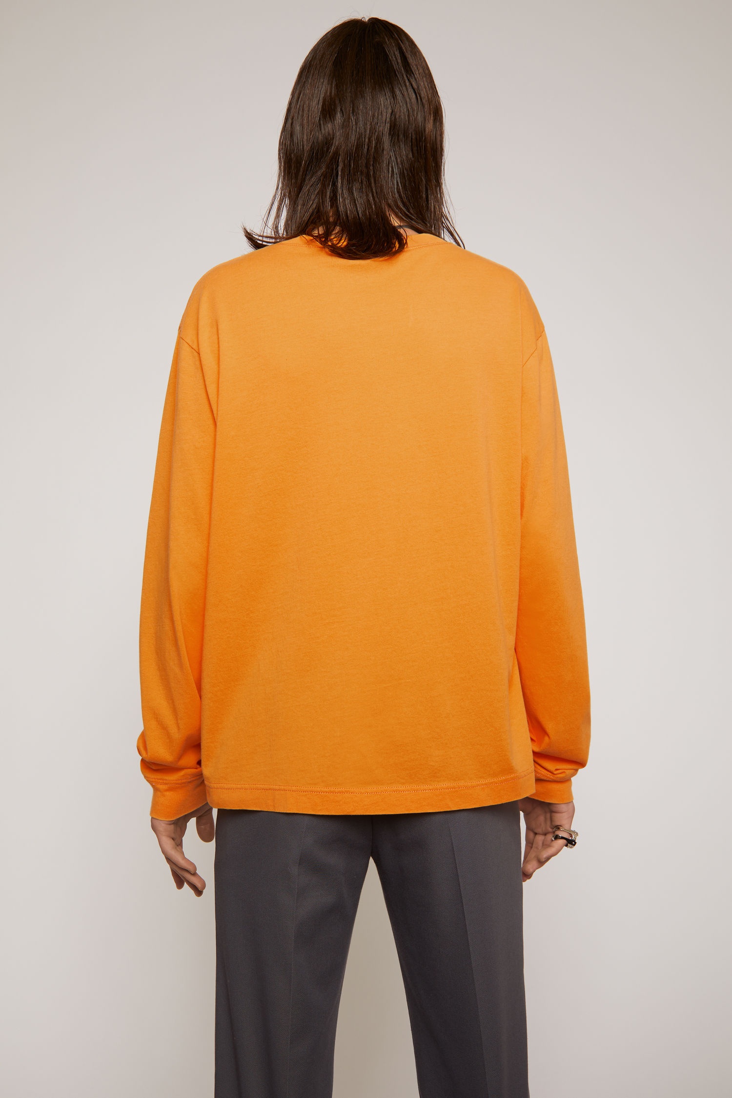 Long sleeved logo print t-shirt peach orange - 3