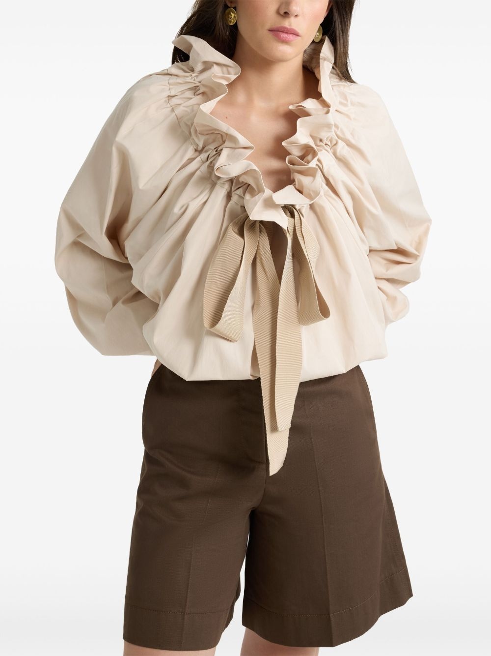Iconic drawstring poplin top - 4