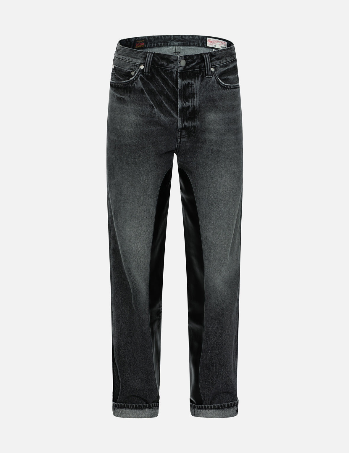 Leather Inlay and Seagull Pockets Baggy Fit Jeans - 1