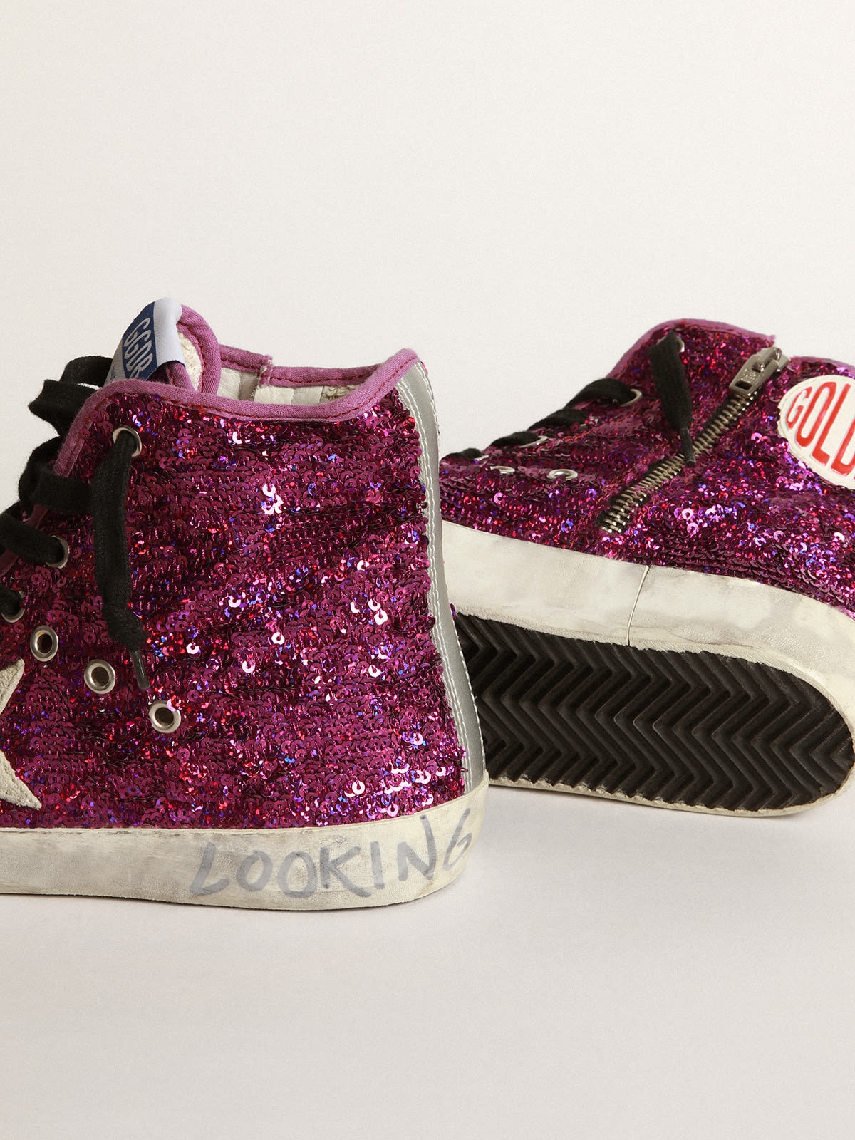 Francy sneakers with sequins and handwritten lettering on the outsole - 3