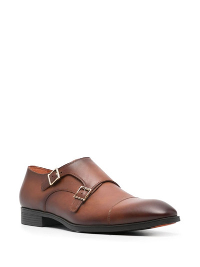 Santoni buckled leather Monk shoes outlook