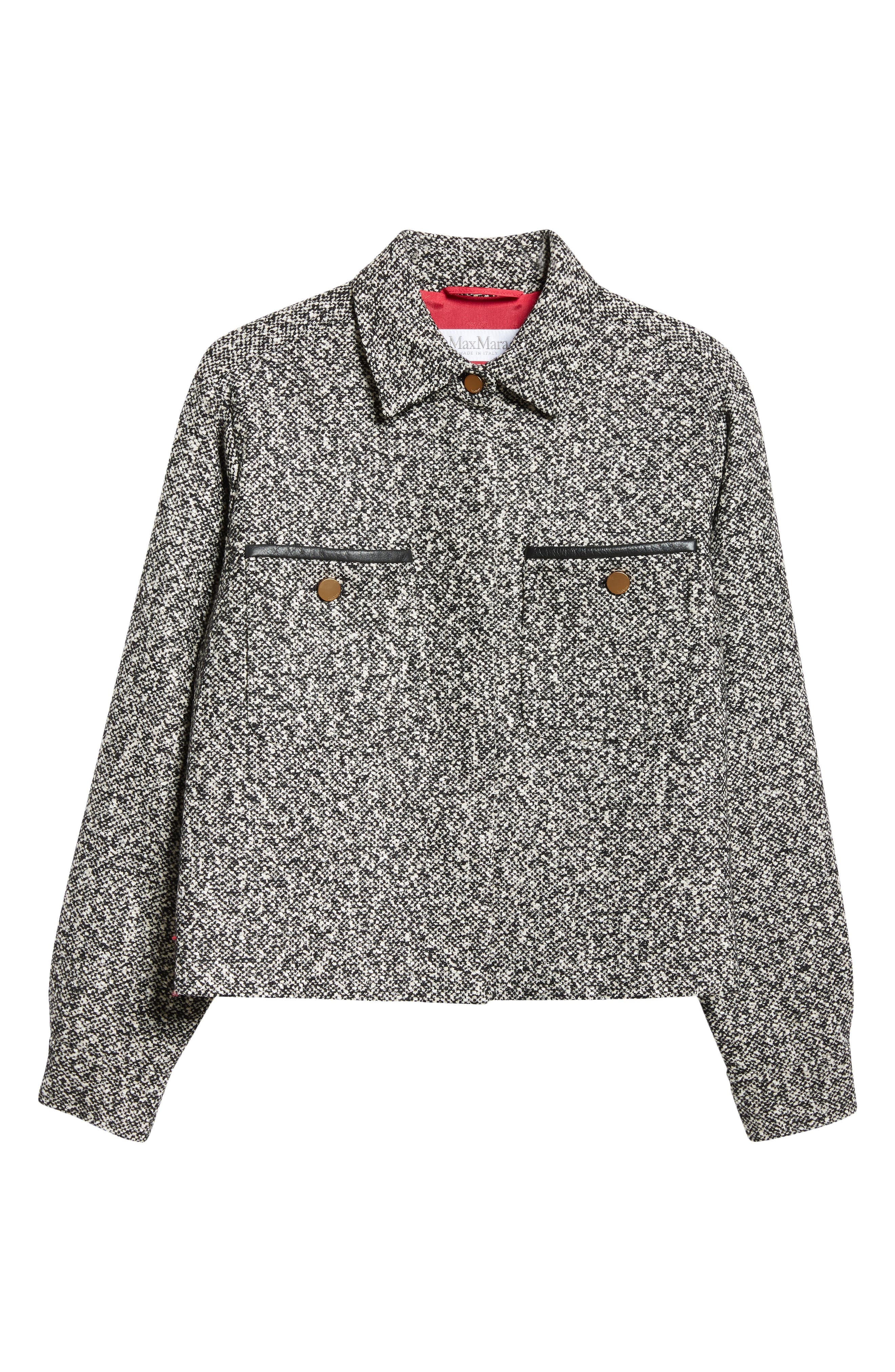 Max Mara Demien Wool Blend Tweed Jacket in Black White at Nordstrom - 7