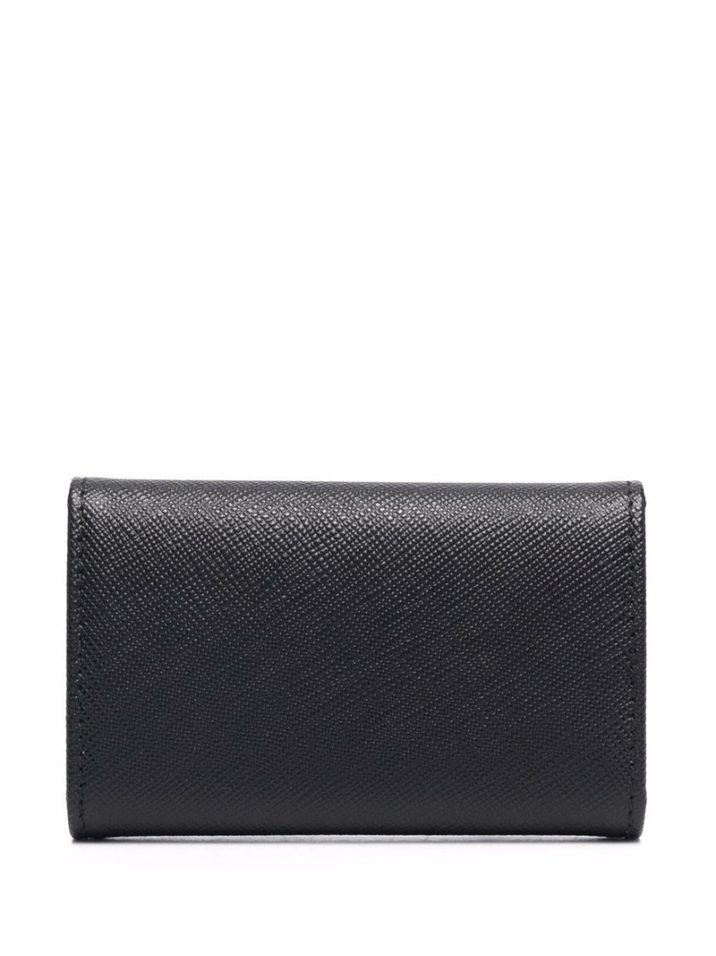 Prada triangle logo Saffiano-leather keyring case outlook