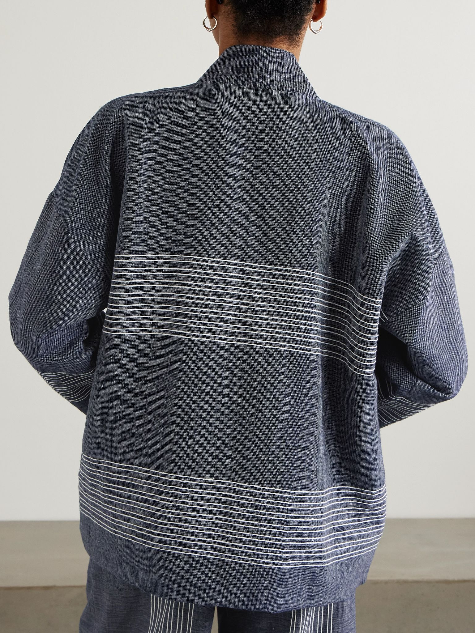 Terara striped cotton jacket Navy - 3