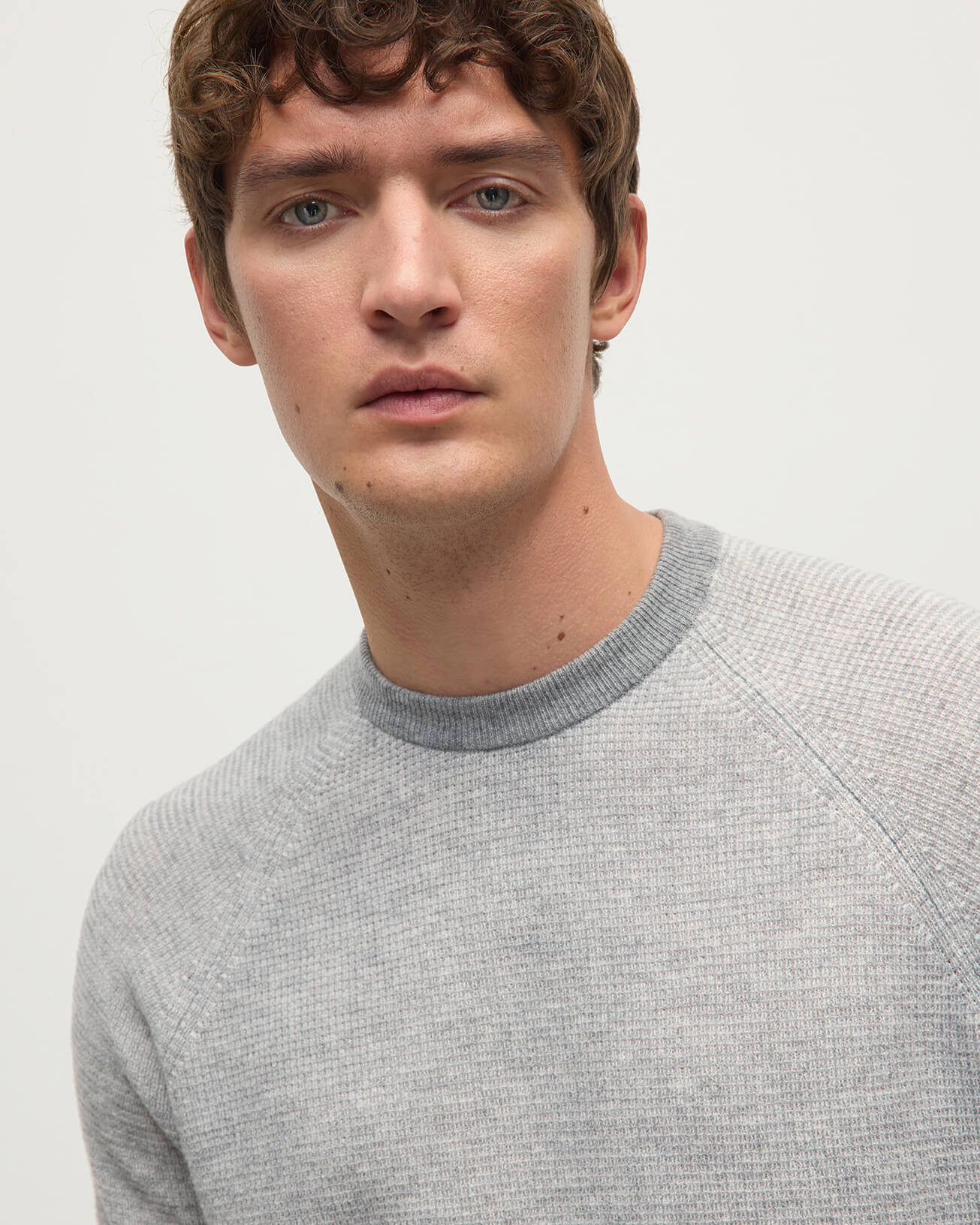 Waffle Stitch Grey Cashmere Jumper - 5