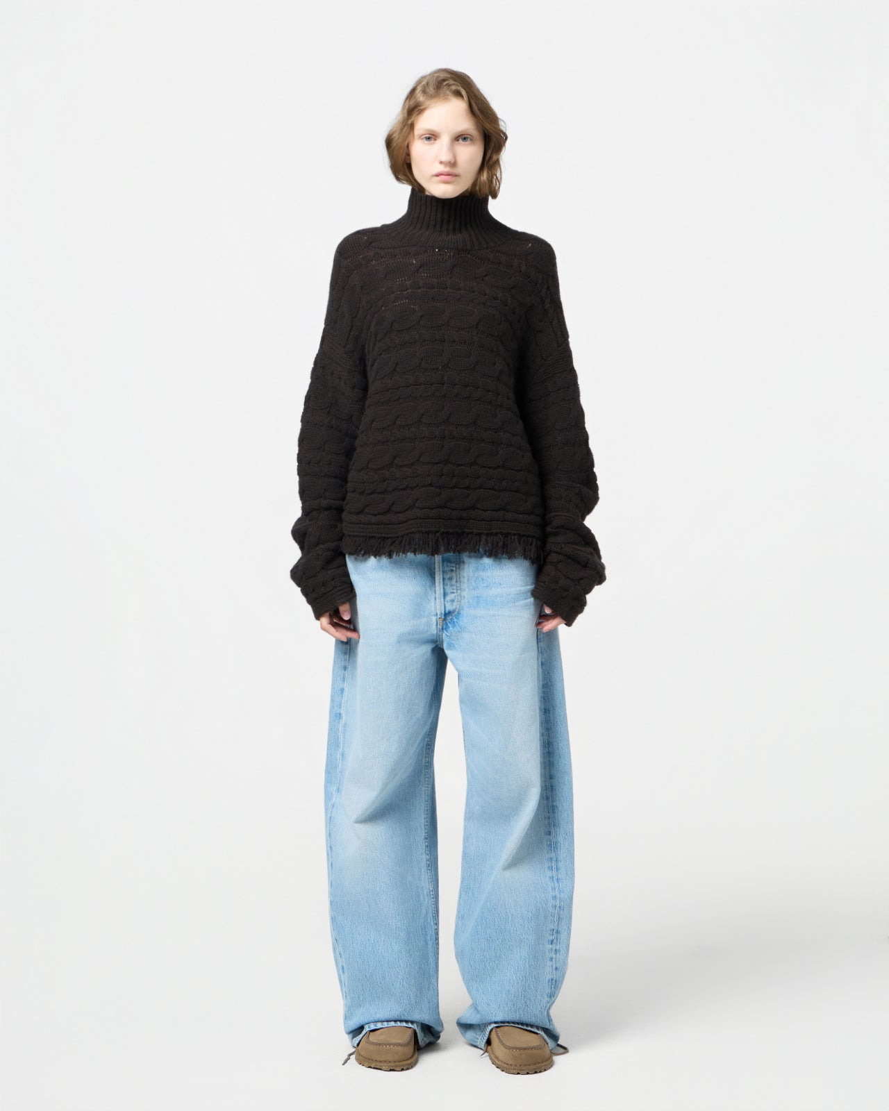 Cropped Cable Turtleneck - 3