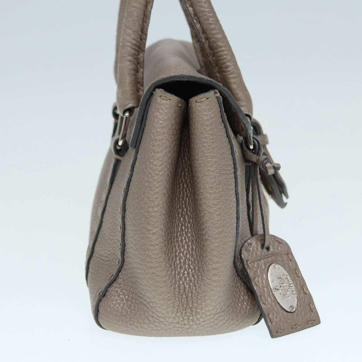 FENDI Celeria Hand Bag Leather Silver - 3