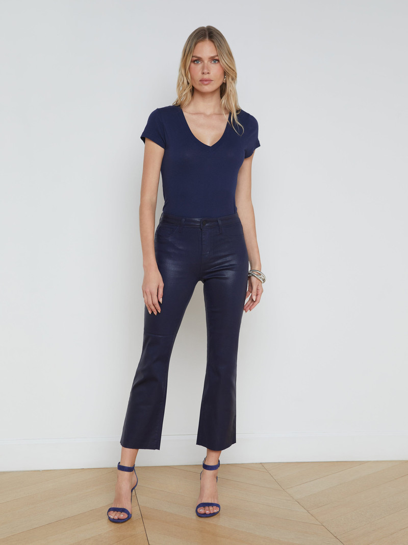 L'AGENCE Kendra Coated Cropped Flare Jean outlook