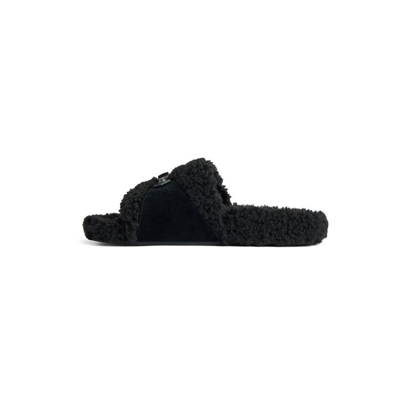 BALENCIAGA Men's Furry Slide Sandal in Black outlook