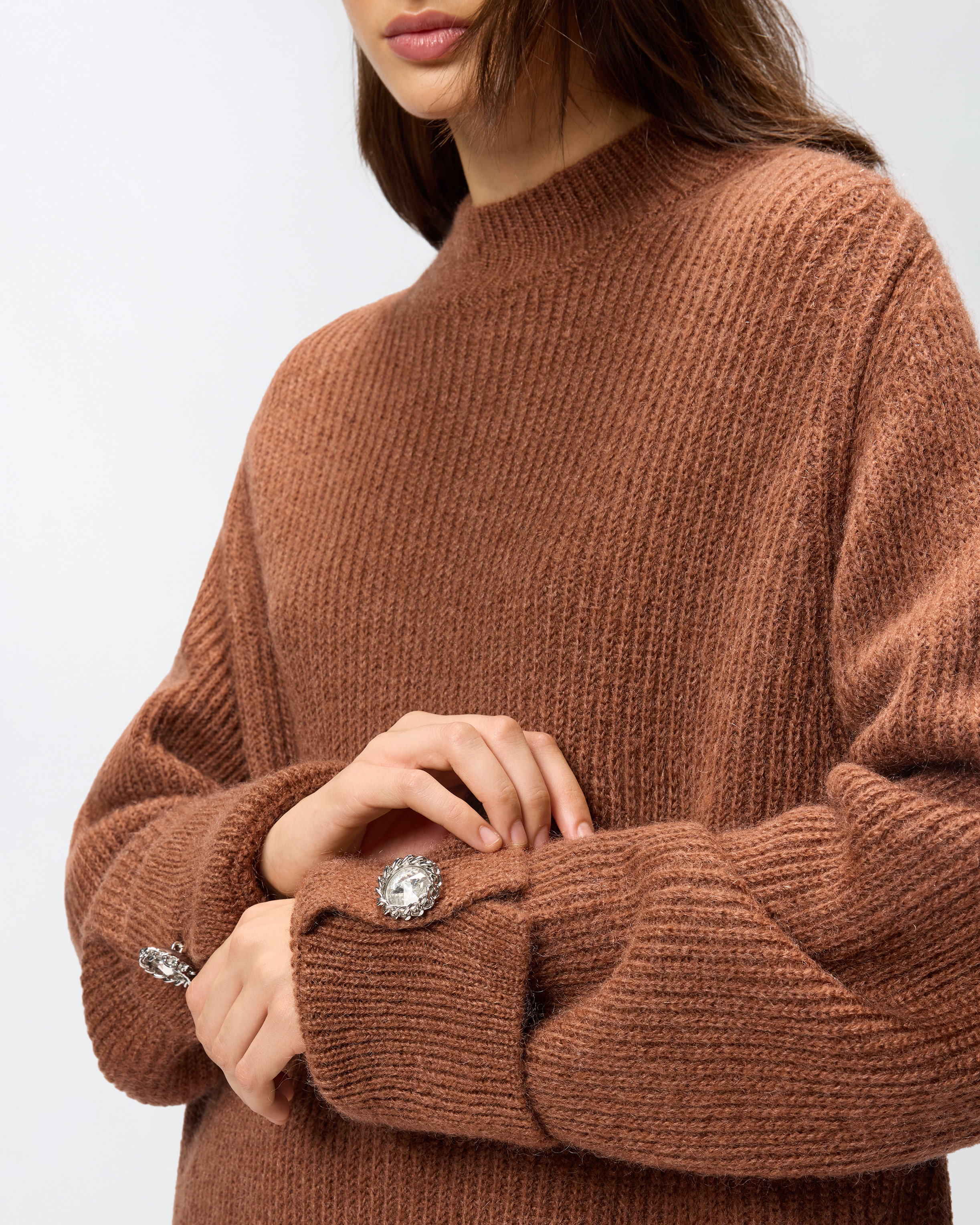 RIBBED SWEATER WITH STAND-UP NECK - 5