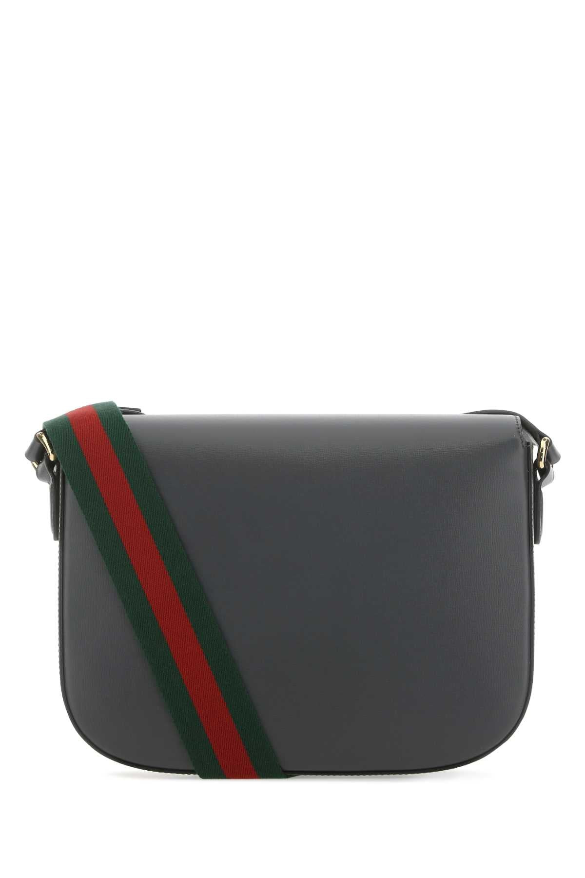 Gucci Men Dark Grey Leather 1955 Horsebit Shoulder Bag - 3