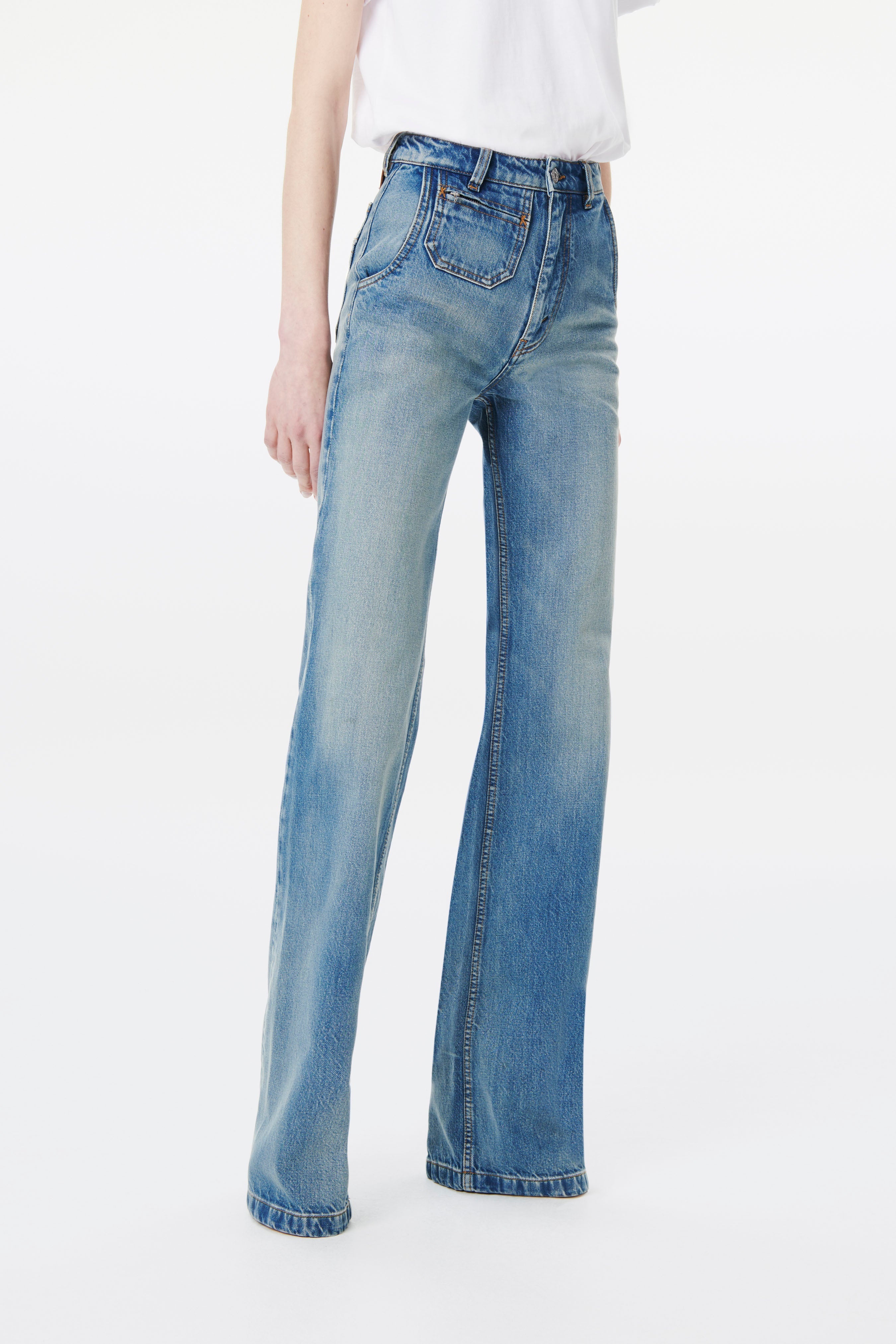 Faye High Rise Slim Fit Jean in Grey-Blue Wash - 3