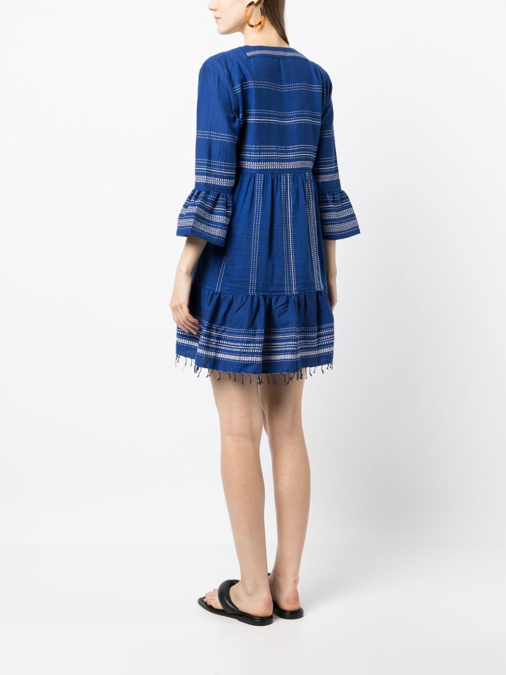 frayed-hem cotton dress - 4