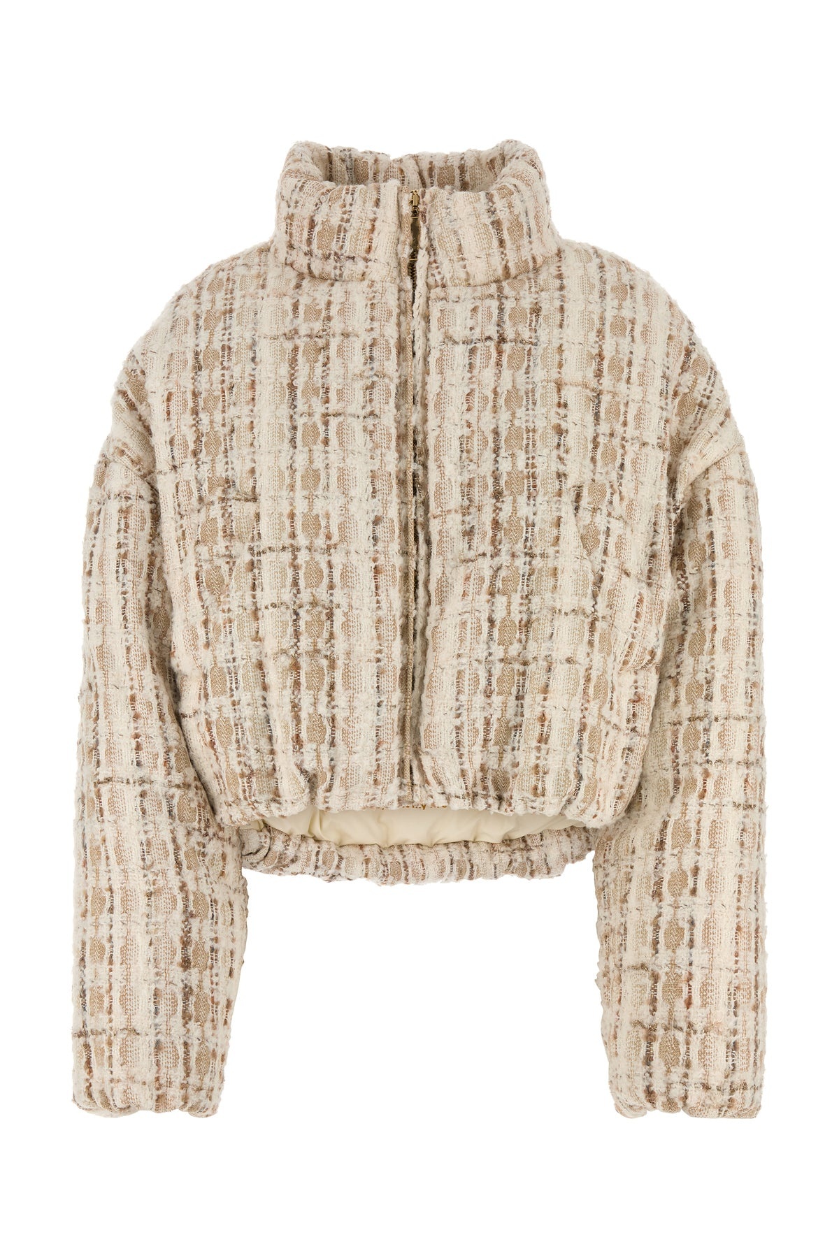 Embroidered tweed down jacket - 1