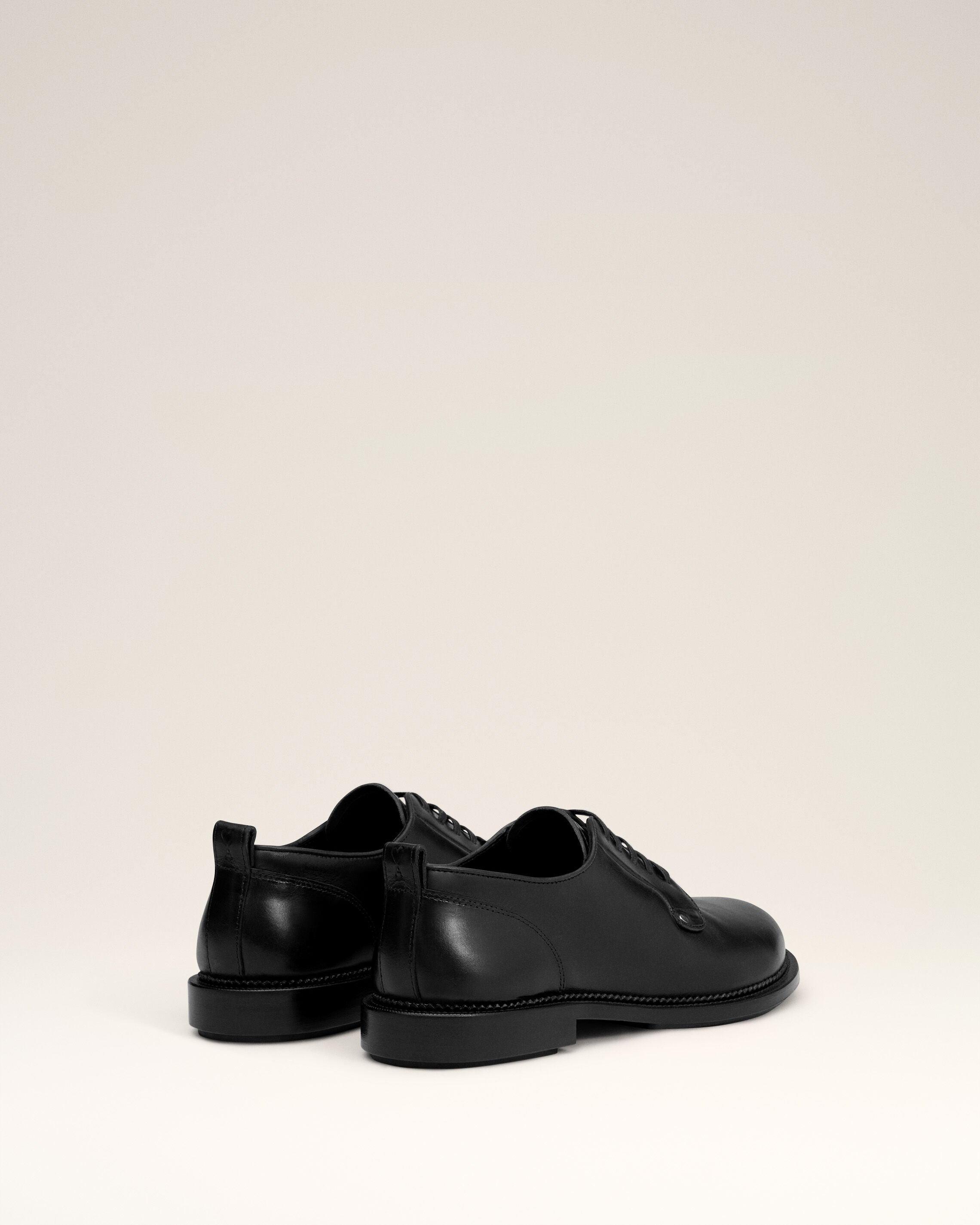 BLACK LEATHER ANATOMICAL TOE DERBIES - 4