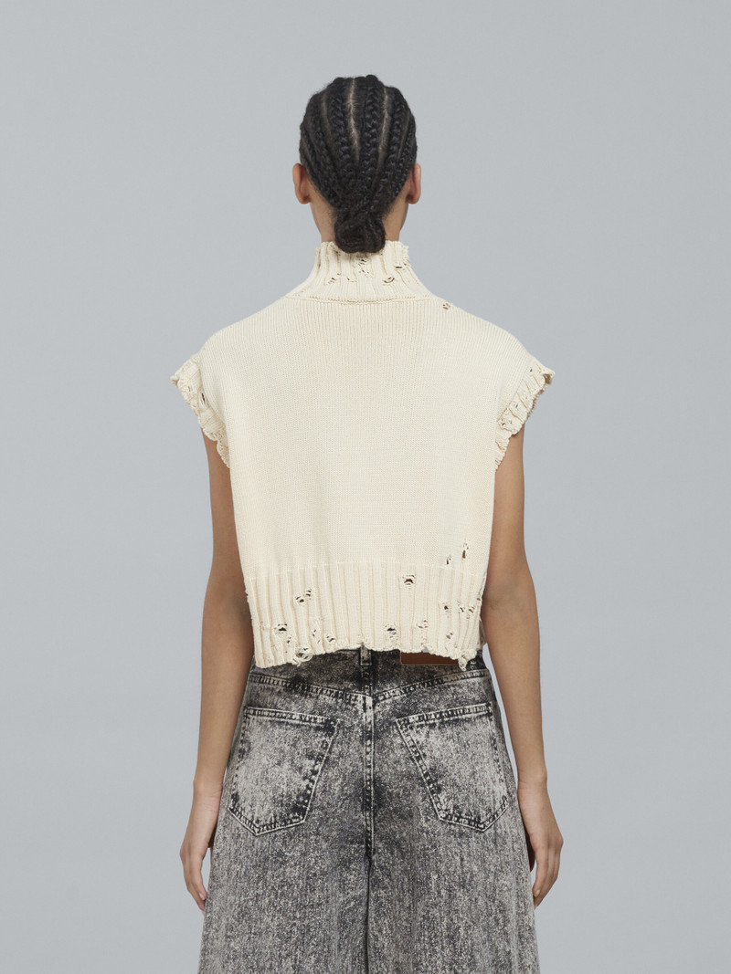 CROPPED WHITE COTTON VEST 3