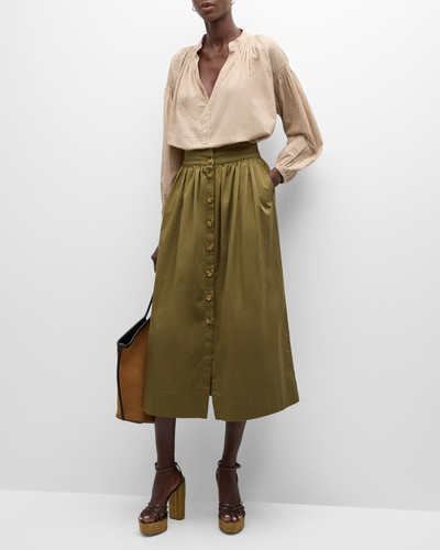 Vanessa Bruno Darja Ruched Button-Front Midi Skirt outlook