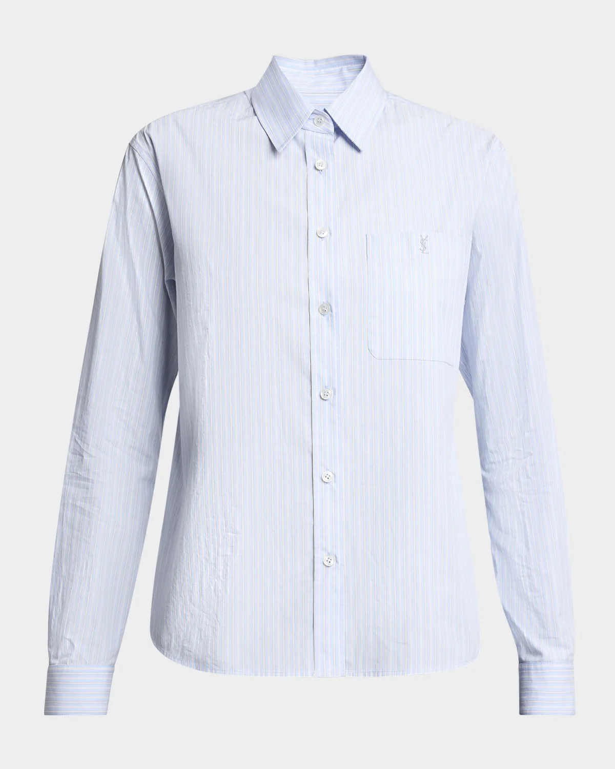 Striped Cotton Button-Down Shirt - 1