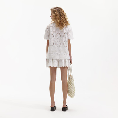 self-portrait White Cotton Embroidery Shorts outlook