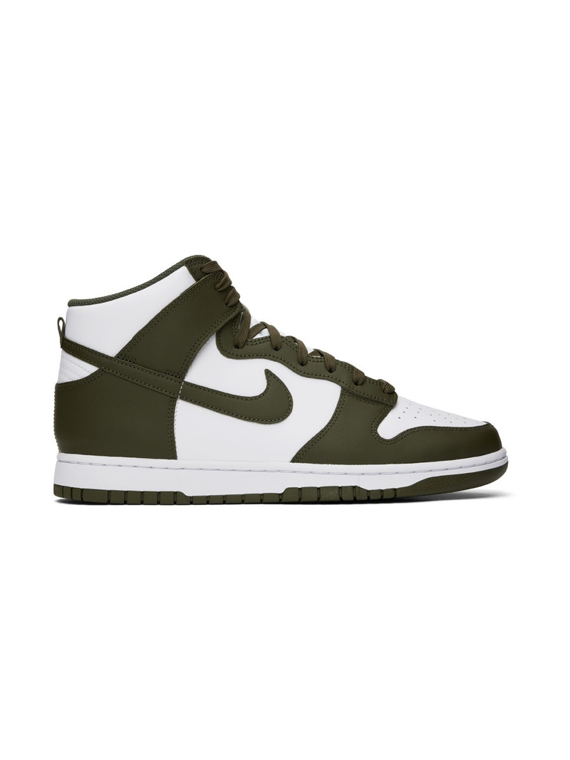 White & Khaki Dunk High Retro Sneakers - 1