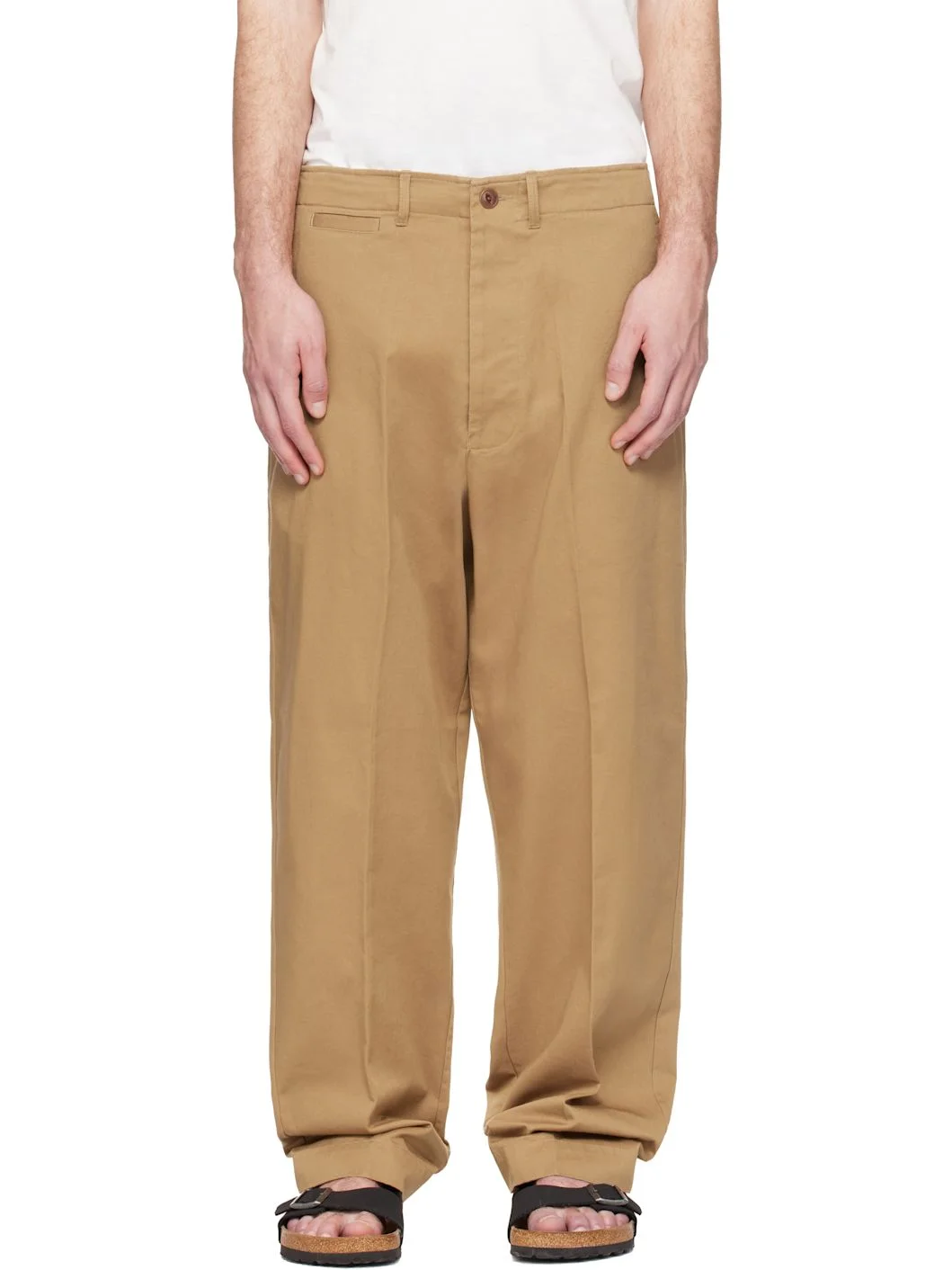 Tan 1920s Cotton Twill Worker Chino Trousers - 1