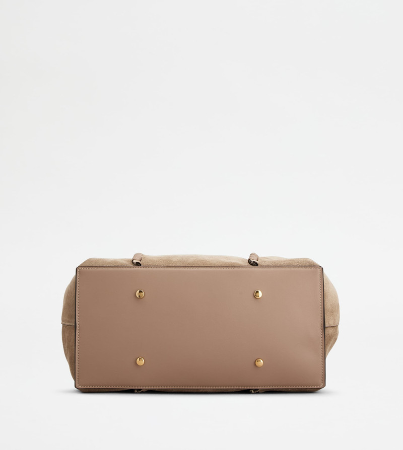 T TIMELESS SHOPPING BAG IN SUEDE SMALL - BEIGE 3