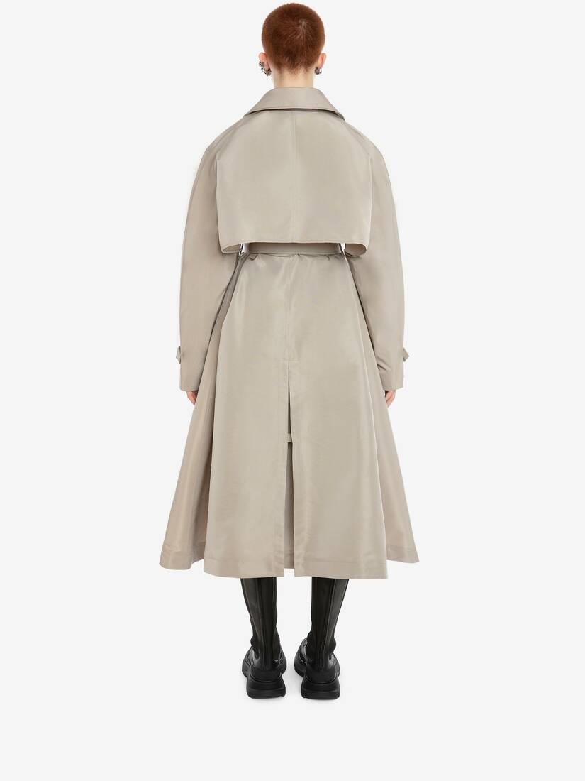 Dropped Sleeve Trench Coat in Stone - 4