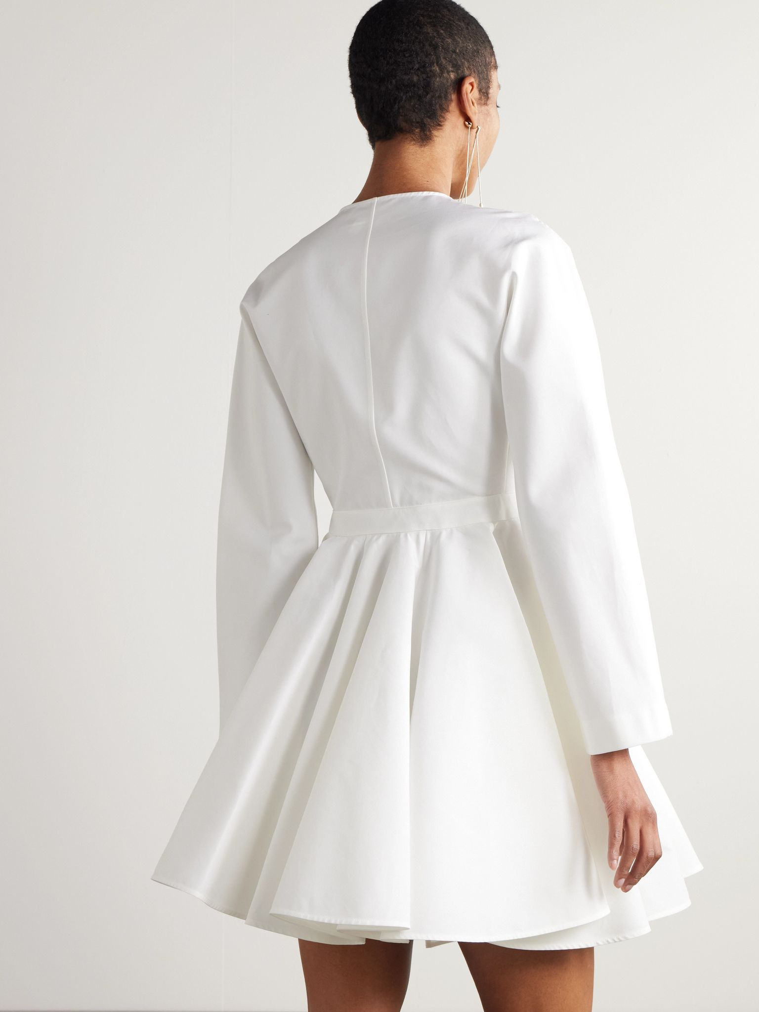 Asymmetric cotton-poplin mini dress White - 3