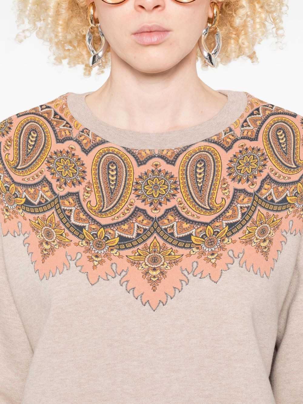 paisley-details crew-neck sweatshirt - 5