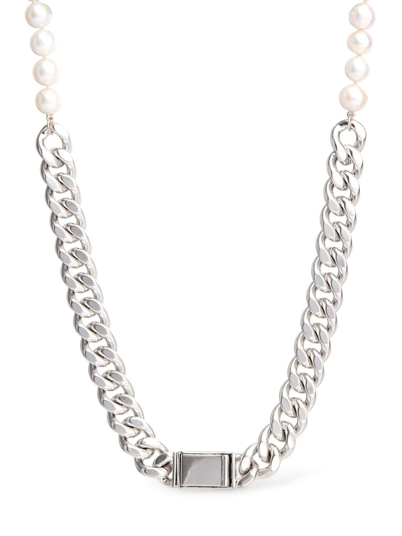 Chain necklace w/ faux pearls - 1