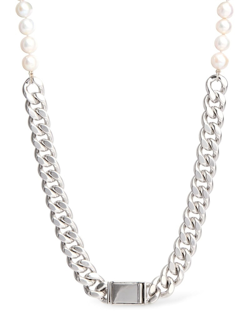Chain necklace w/ faux pearls 1
